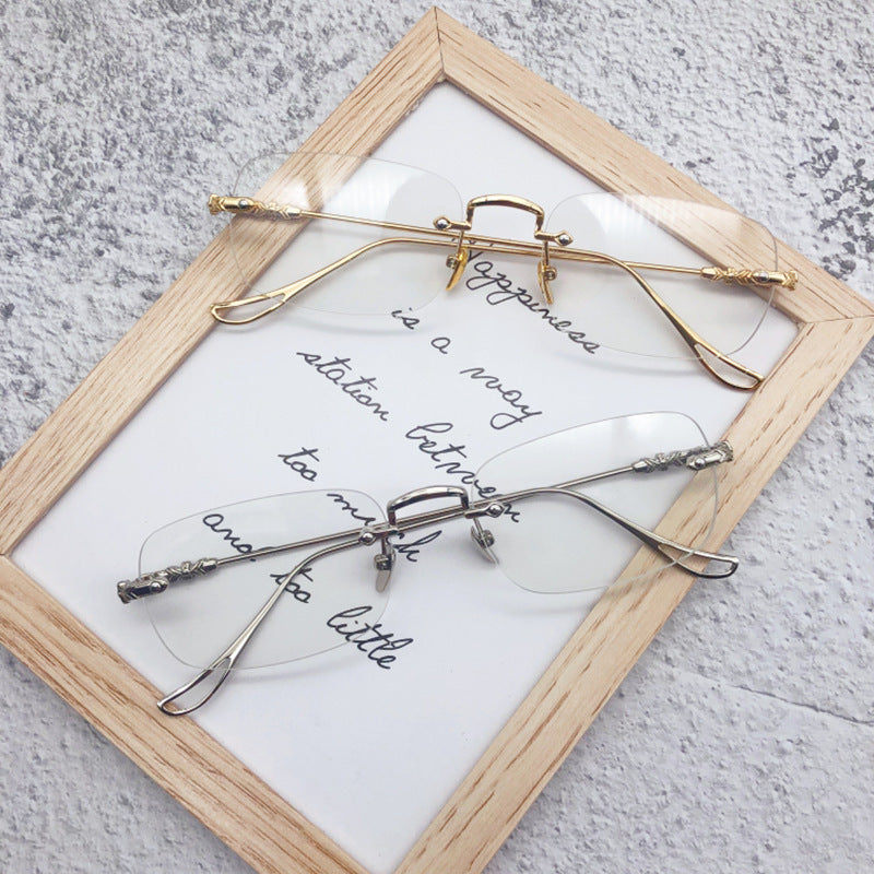 Rimless metal color-changing glasses