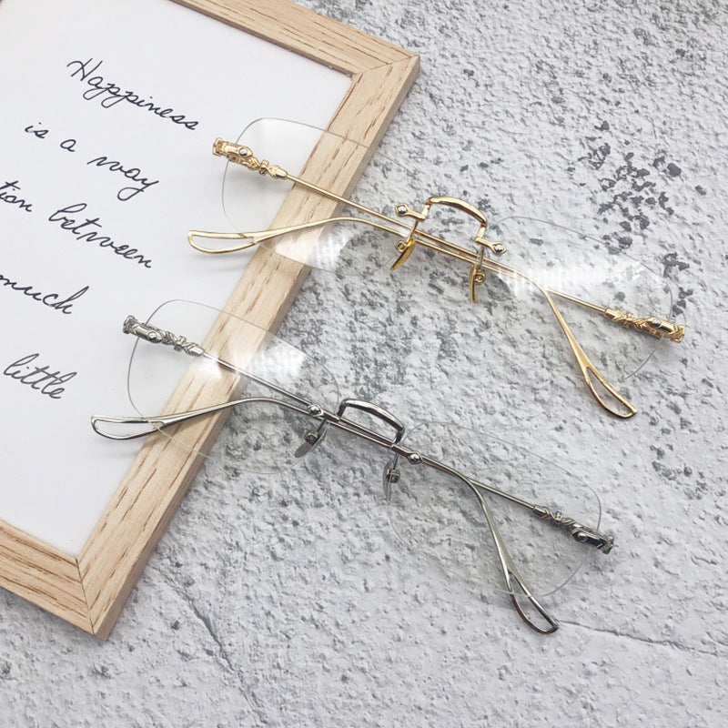 Rimless metal color-changing glasses