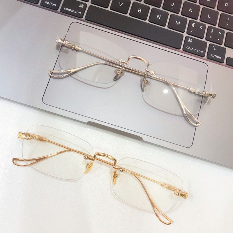 Rimless metal color-changing glasses
