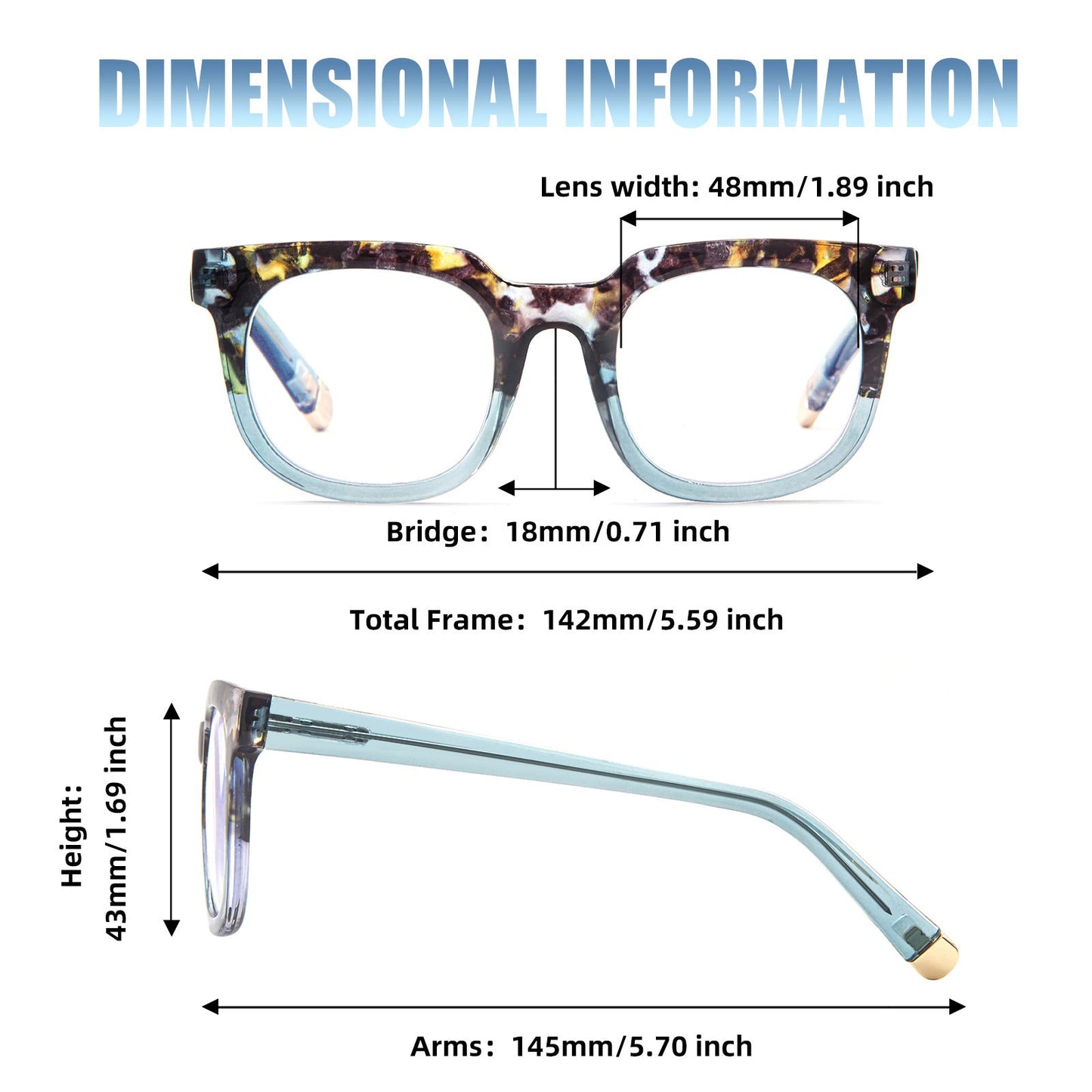 Simple square anti-blue light reading glasses