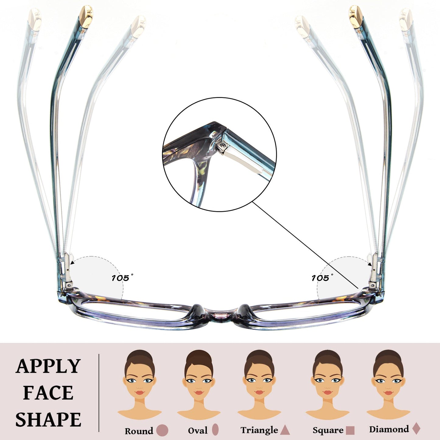 Simple square anti-blue light reading glasses