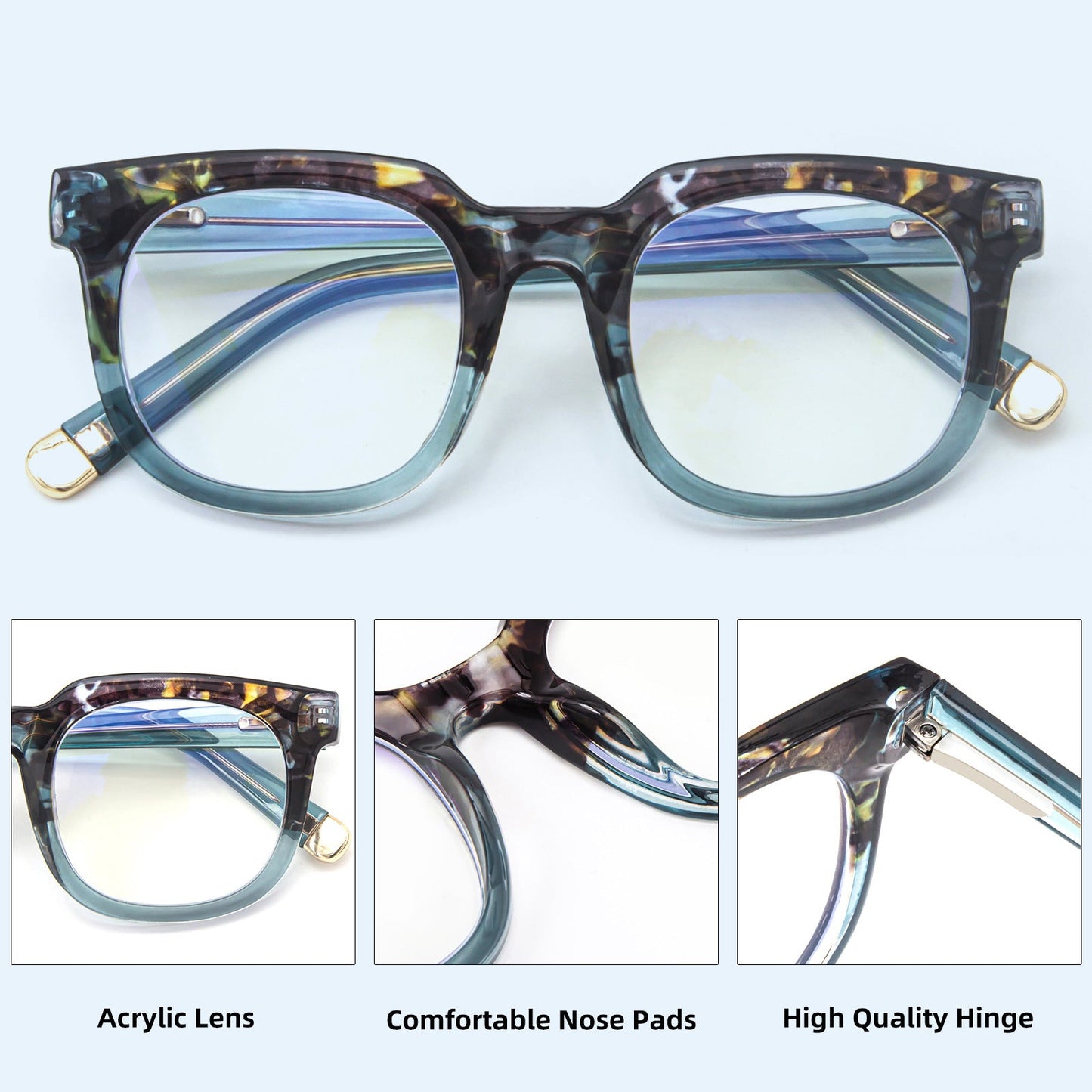 Simple square anti-blue light reading glasses