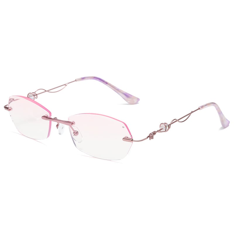 Rimless cut rim diamond anti blue light glasses