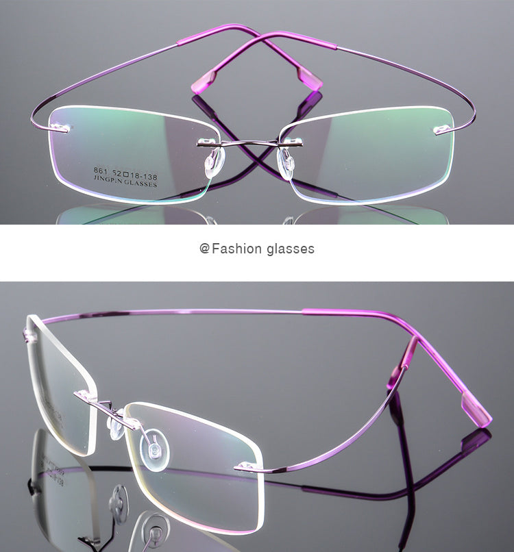 Ultra-Light Titanium Rectangle Rimless Glasses