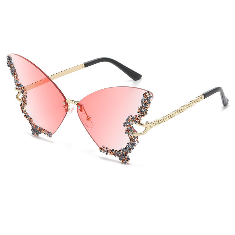 BUTTERFLY DIAMOND RIMLESS SUNGLASSES
