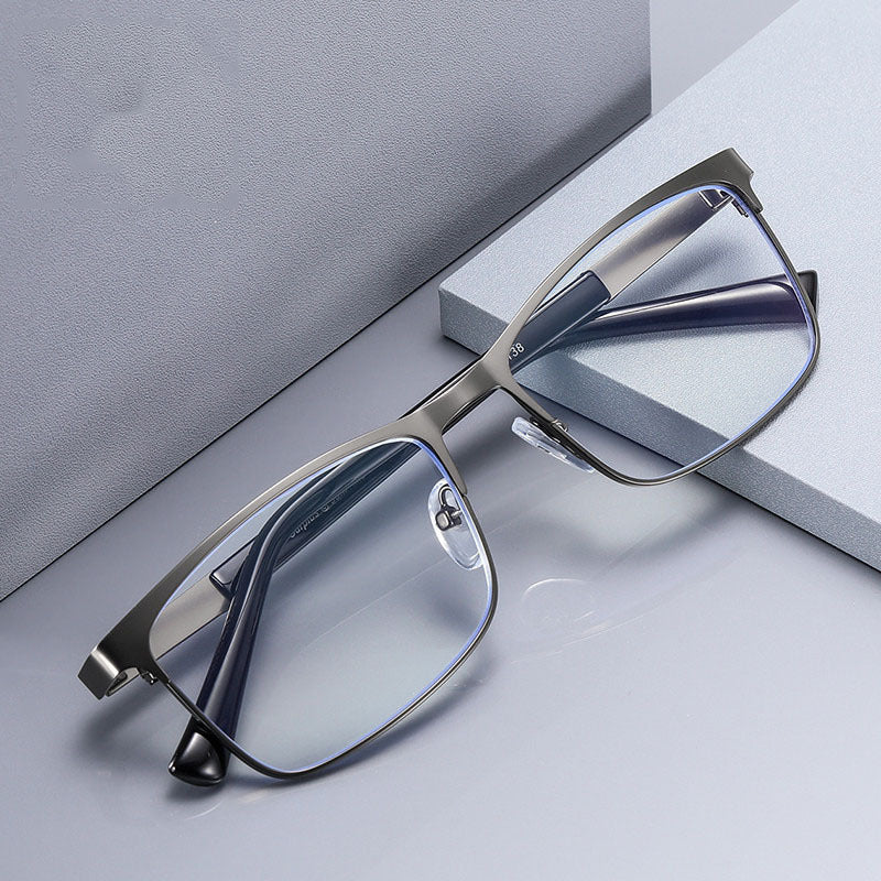 Half-frame square anti-blue light reading glasses