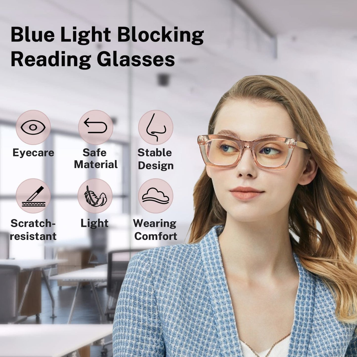 Casual anti-blue light reading glasses