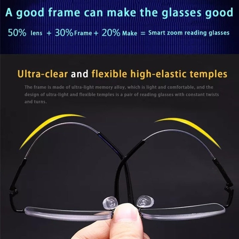 Multi-focus memory titanium frame anti-blue light glasses