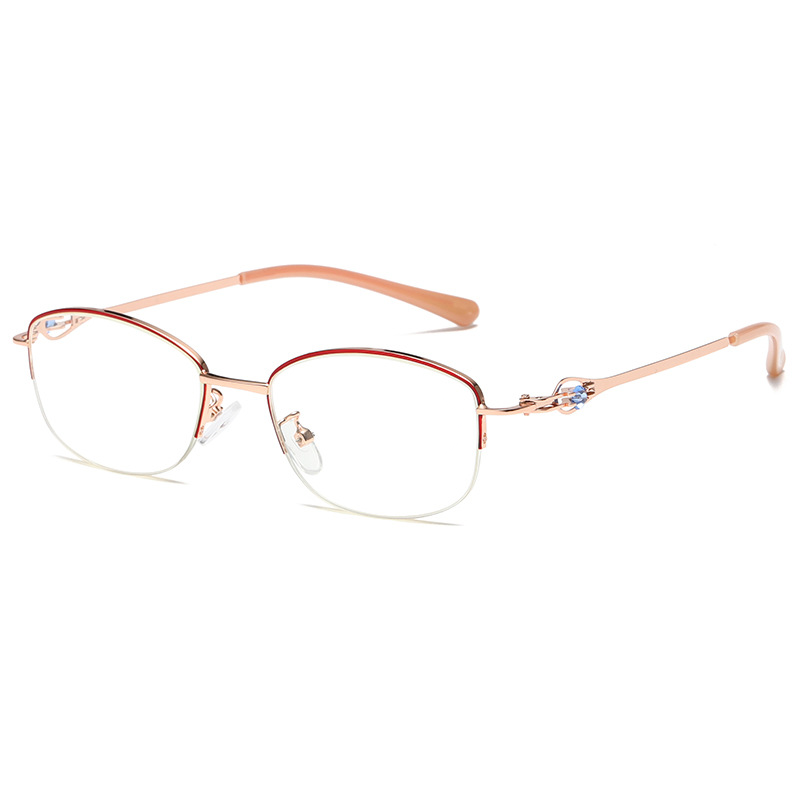 Diamond half frame anti-blue light reading glasses