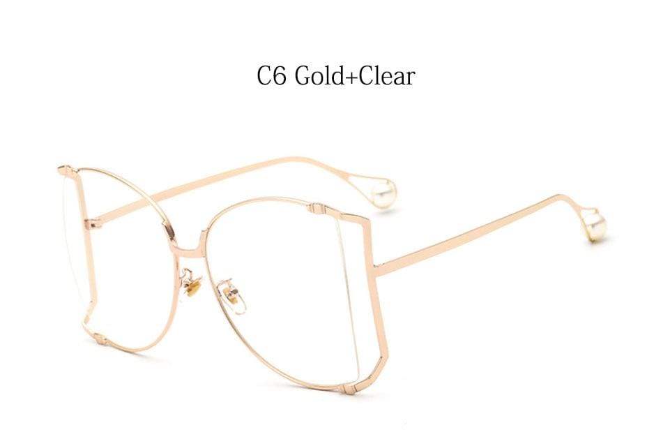 New Brand Pearls Half Round Sunglasses