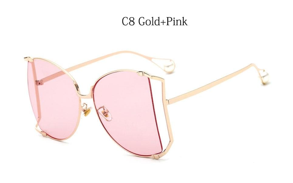 New Brand Pearls Half Round Sunglasses