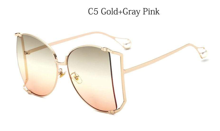 New Brand Pearls Half Round Sunglasses