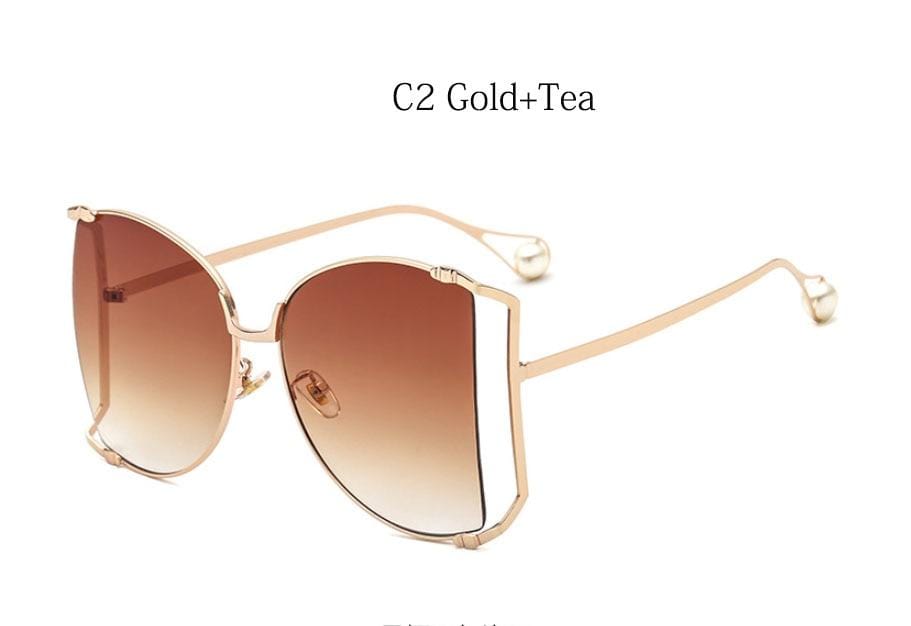 New Brand Pearls Half Round Sunglasses