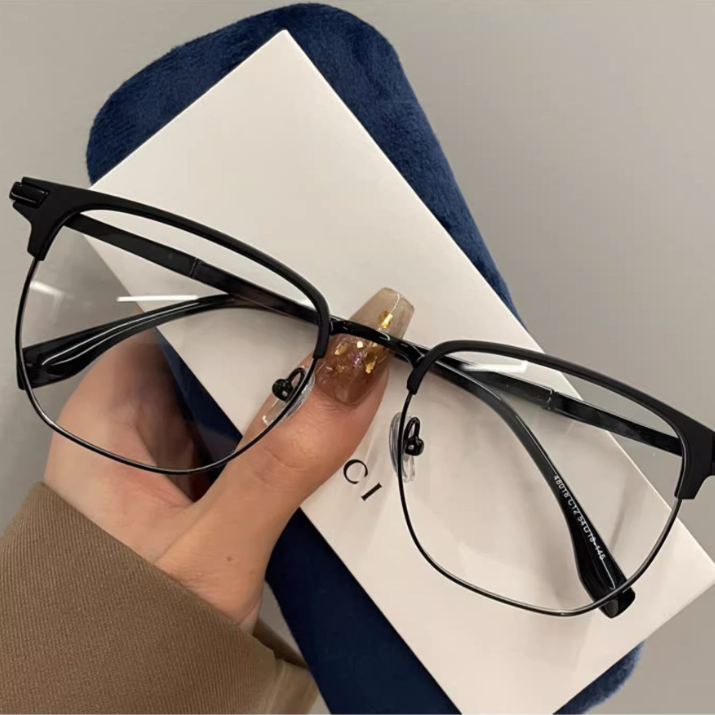 Half-frame plano myopia glasses