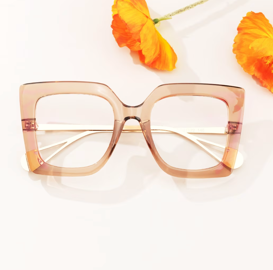 Square Blue Floral Eyeglasses