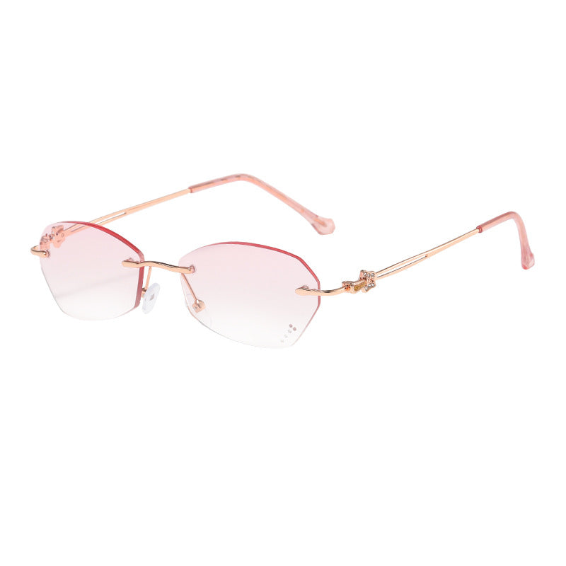 Diamond cut rim rimless anti-blue light glasses