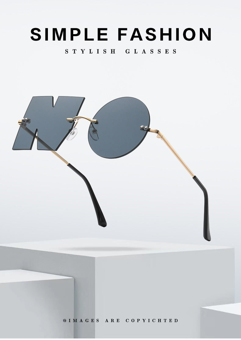 ALPHABET-SHAPED RIMLESS SUNGLASSES