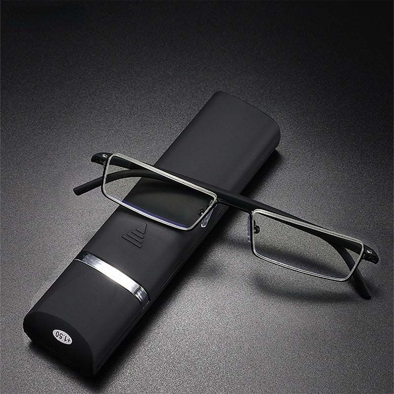 Blue light reading metal square glasses