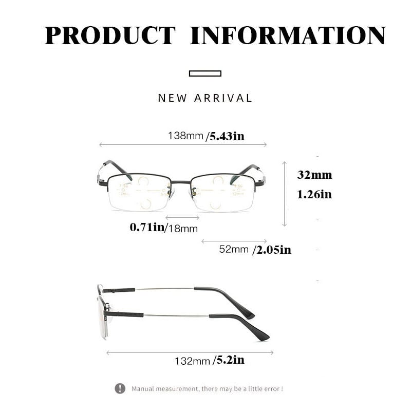 Multi-focus memory titanium frame anti-blue light glasses