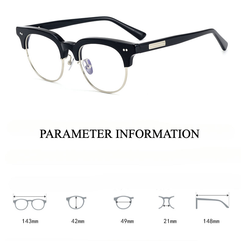 Acetate Semi-Rimless Oval Glasses Frames 015