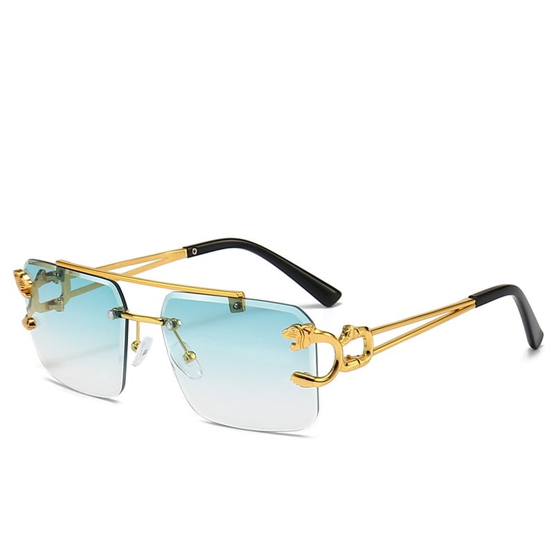 Trendy tinted square rimless sunglasses