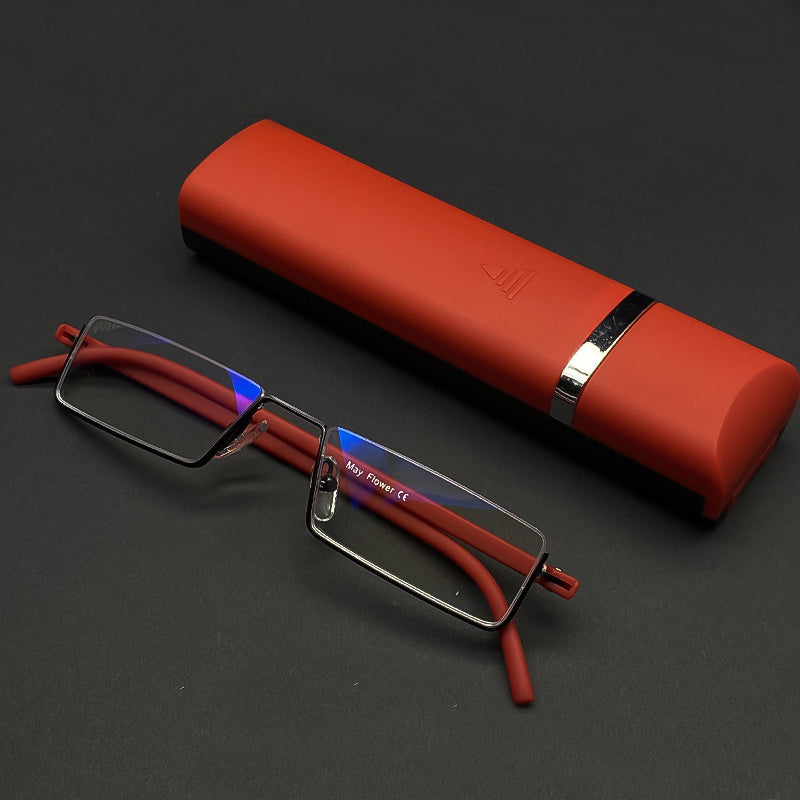 Blue light reading metal square glasses