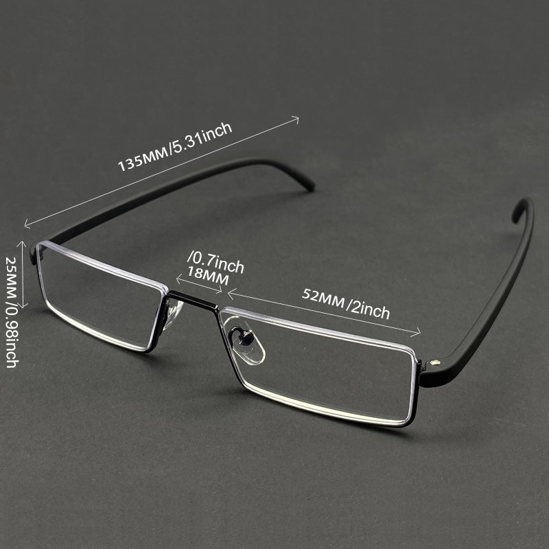 Blue light reading metal square glasses