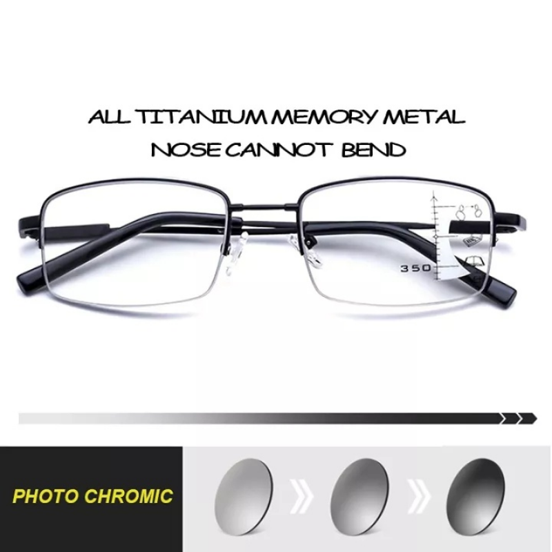 Multi-focus memory titanium frame anti-blue light glasses