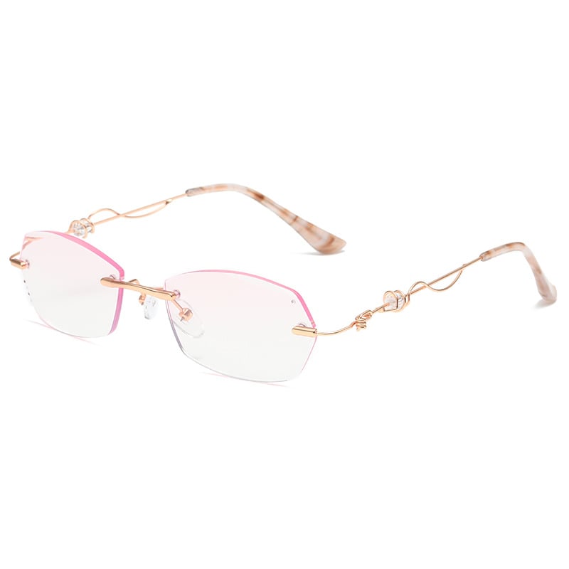 Rimless cut rim diamond anti blue light glasses