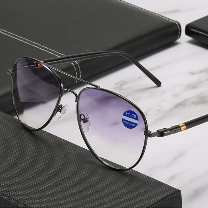Metal anti-blue light presbyopic glasses