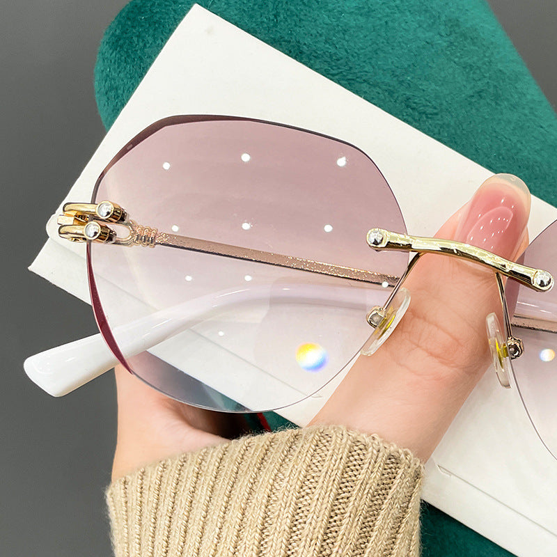 Gradient frameless anti-blue light reading glasses
