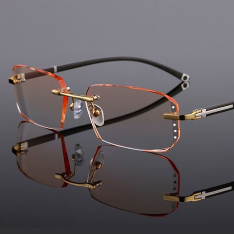 Fashion diamond cut rimless blue light glasses