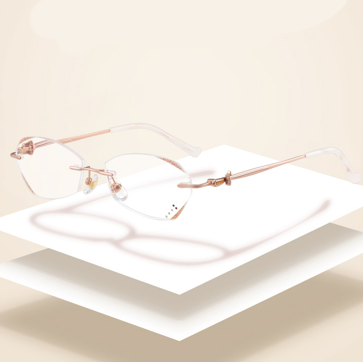 Ultra-light fashion metal frameless anti-blue light reading glasses
