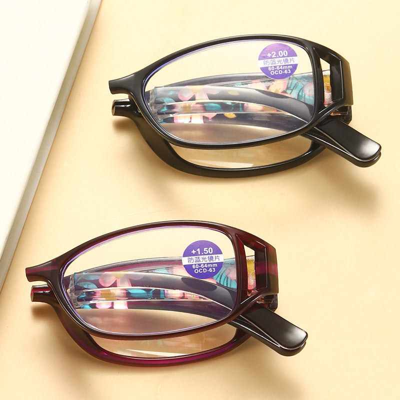 Printed folding anti-blue light reading glasses