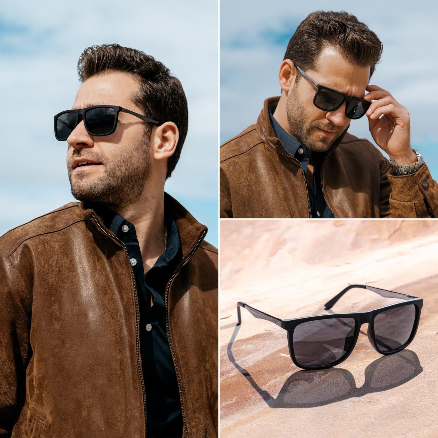 Eyehoo Polarized Flat Top Square Mens Sunglasses