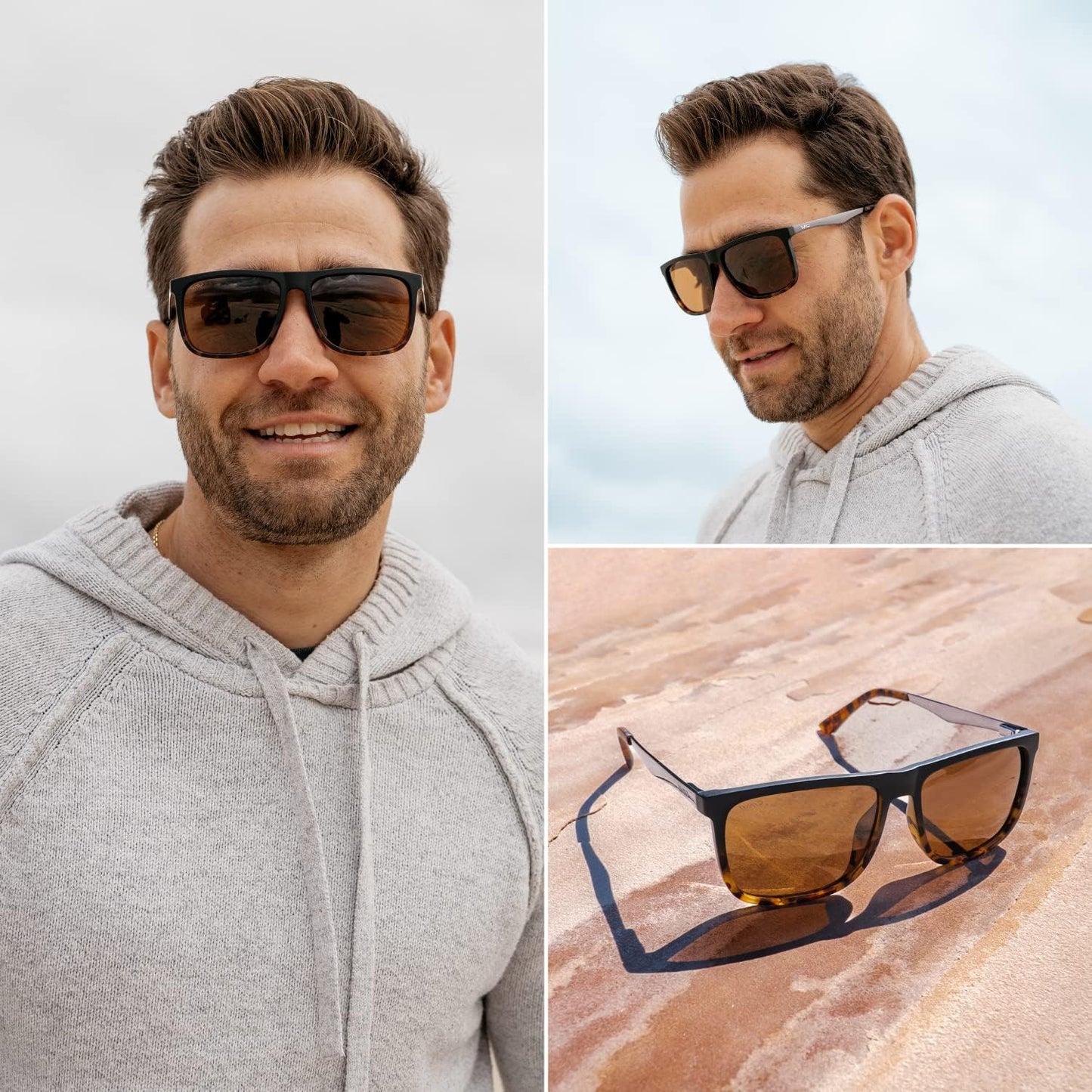 Eyehoo Polarized Flat Top Square Mens Sunglasses