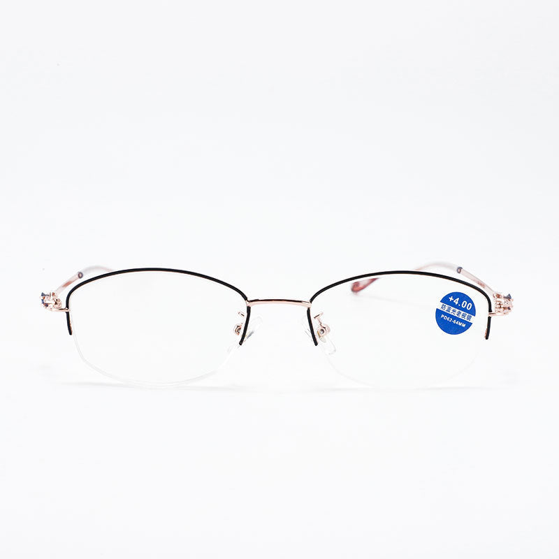 Half-frame anti-blue light reading glasses