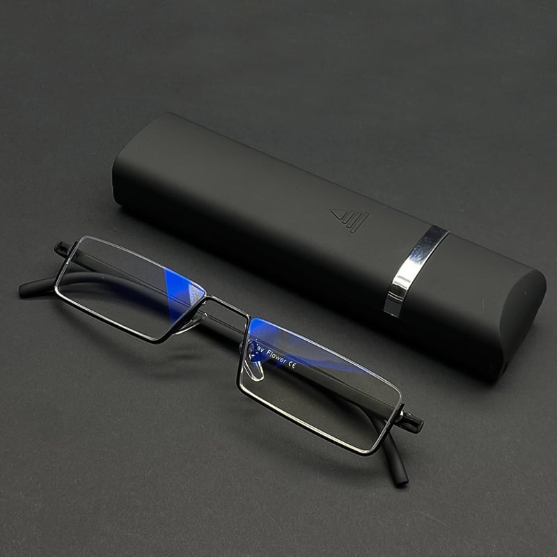 Blue light reading metal square glasses