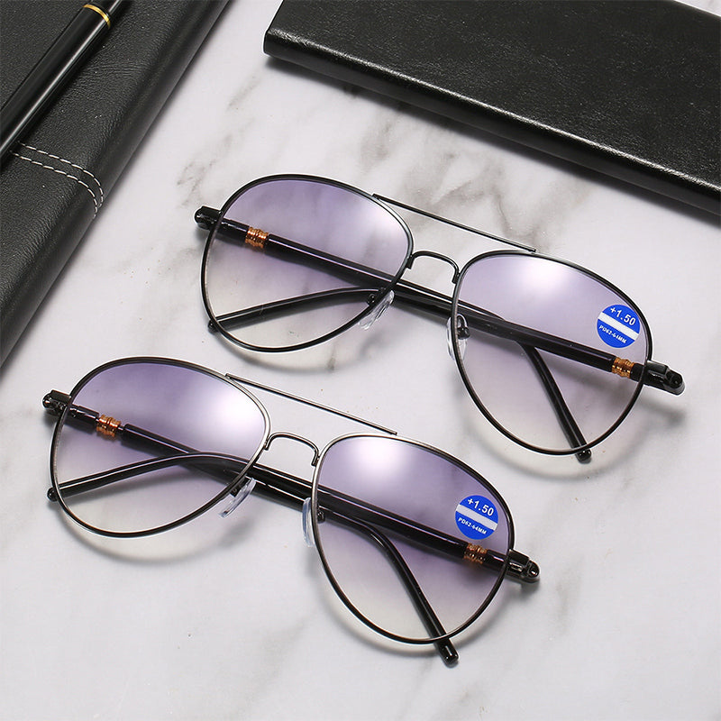 Metal anti-blue light presbyopic glasses