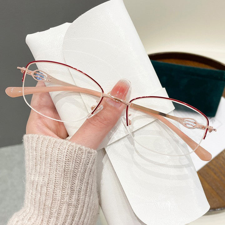 Diamond half frame anti-blue light reading glasses