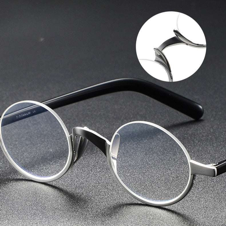 Caden Titanium Round Glasses Frame