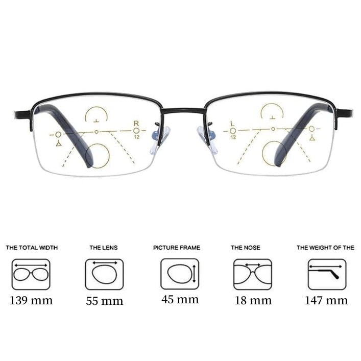 Progressive far and near reading glasses