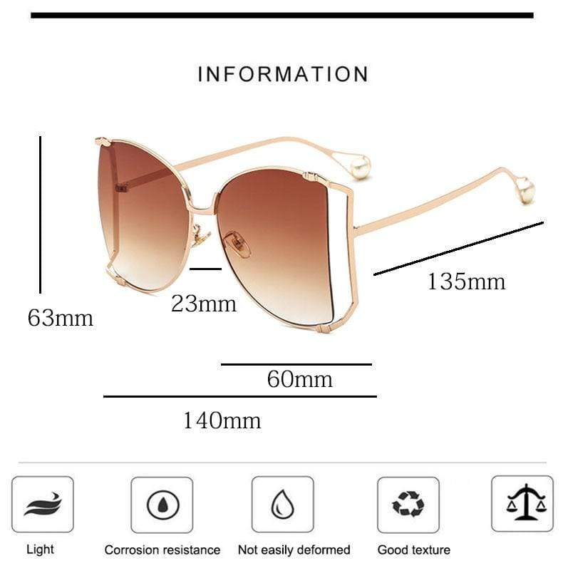 New Brand Pearls Half Round Sunglasses