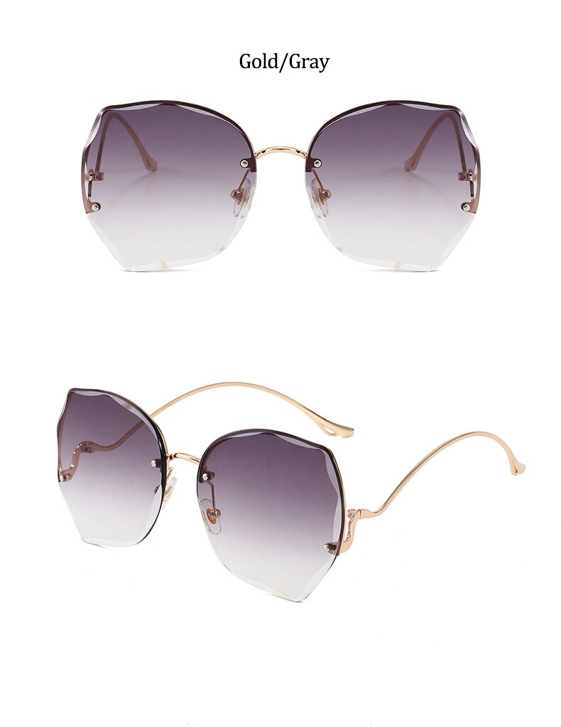 Oversized Brown Rimless Sunglasses