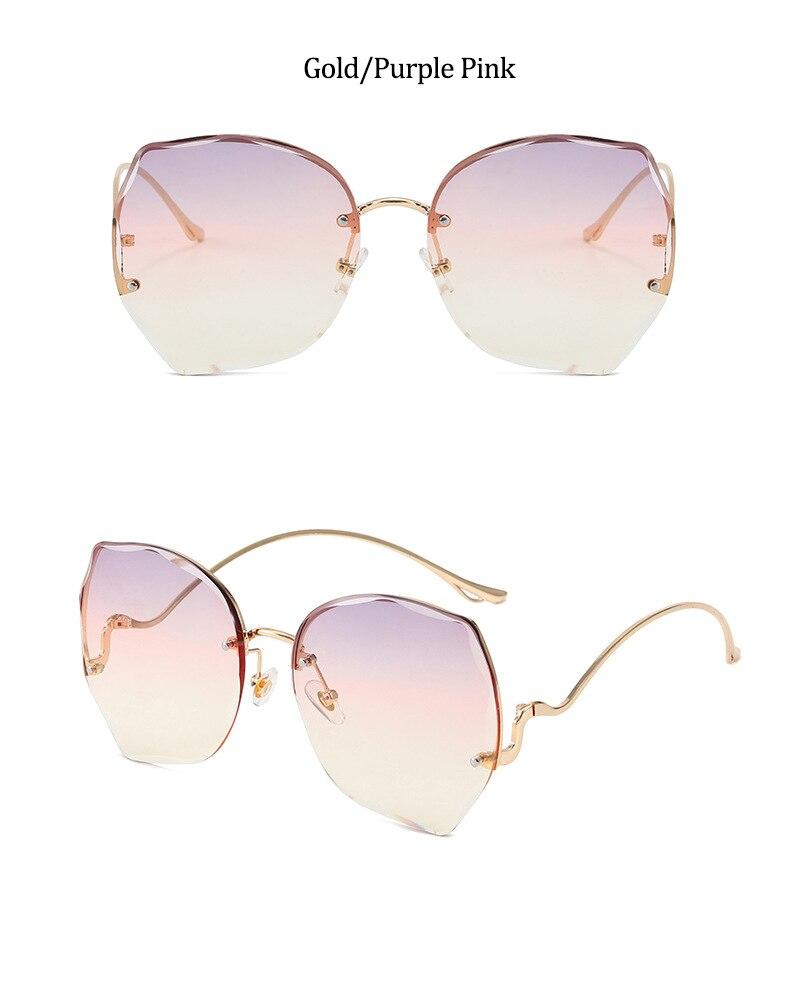 Oversized Brown Rimless Sunglasses