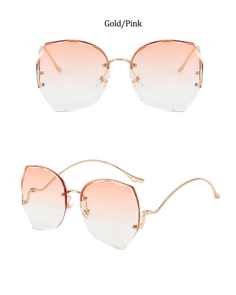 Oversized Brown Rimless Sunglasses
