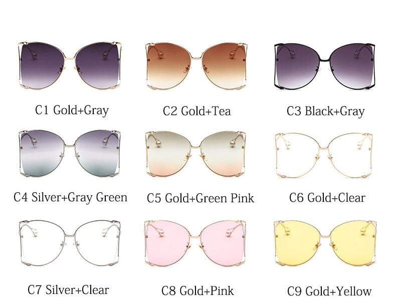 New Brand Pearls Half Round Sunglasses