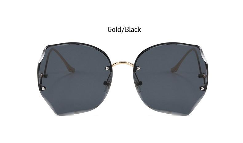 Oversized Brown Rimless Sunglasses