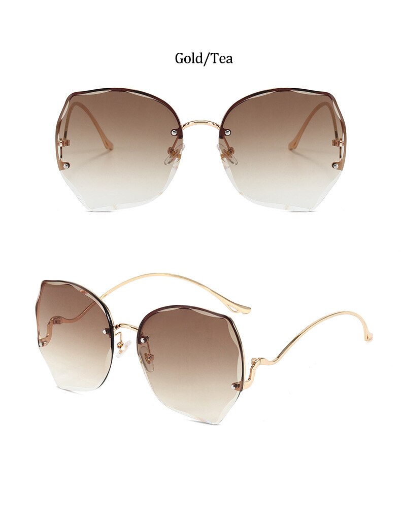 Oversized Brown Rimless Sunglasses