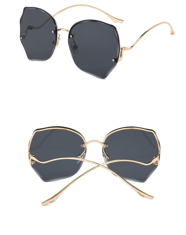 Oversized Brown Rimless Sunglasses